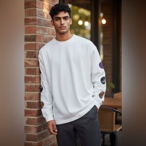 Zara White Long Sleeve Shirt with Graphic Details